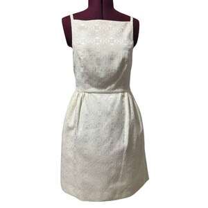 ERIN by Erin Fetherston Winter White Square Neck Floral Penny Brocade Dress 6